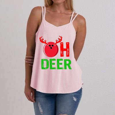 Bowling Oh Deer Gift Funny Christmas Reindeer Women's Strappy Tank