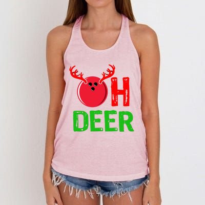 Bowling Oh Deer Gift Funny Christmas Reindeer Women's Knotted Racerback Tank