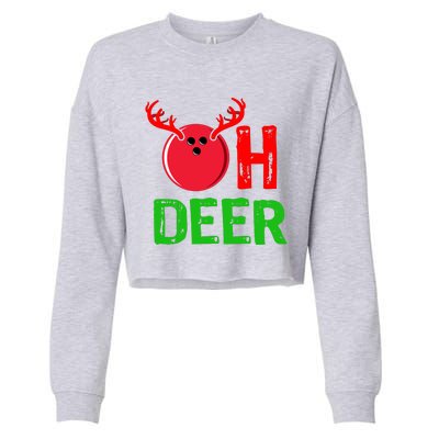 Bowling Oh Deer Gift Funny Christmas Reindeer Cropped Pullover Crew