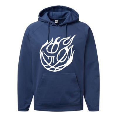 Basketball On Fire Gift Basketball Gift Performance Fleece Hoodie