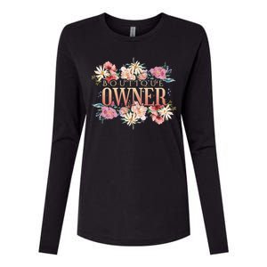 Boutique Owner Floral Womens Cotton Relaxed Long Sleeve T-Shirt