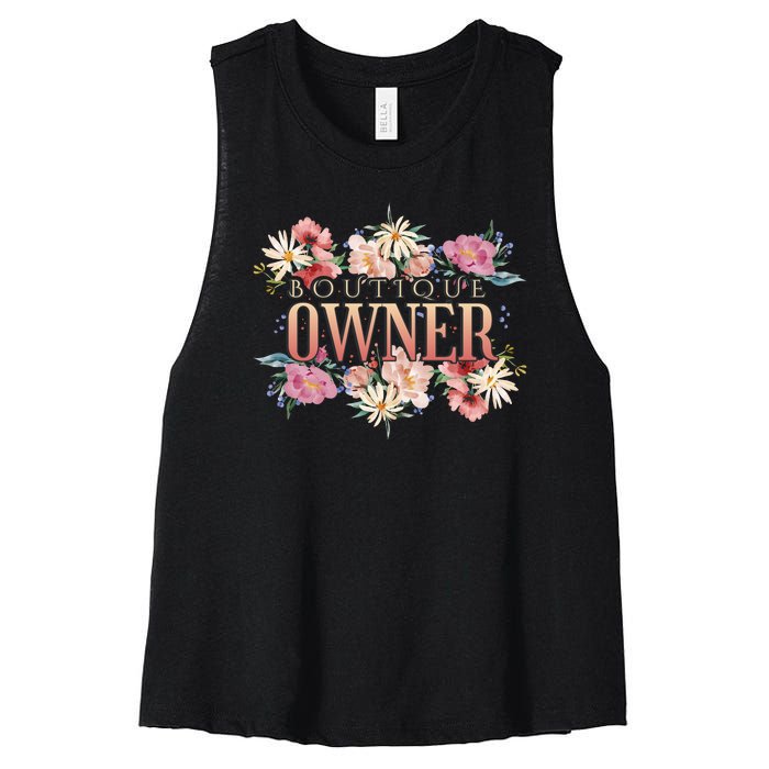 Boutique Owner Floral Women's Racerback Cropped Tank