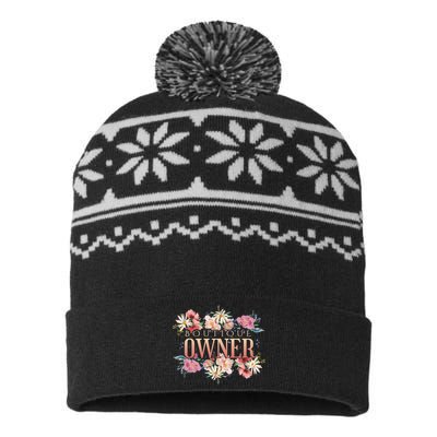 Boutique Owner Floral USA-Made Snowflake Beanie