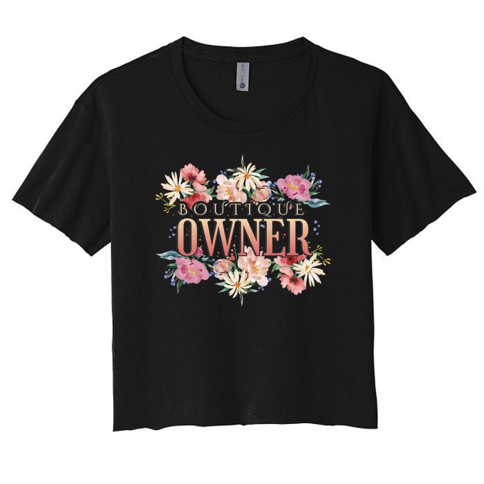 Boutique Owner Floral Women's Crop Top Tee