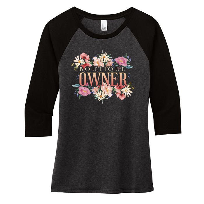 Boutique Owner Floral Women's Tri-Blend 3/4-Sleeve Raglan Shirt