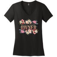 Boutique Owner Floral Women's V-Neck T-Shirt