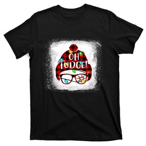 Bleached Ohfudge Funny Merry Christmas Red Plaid T-Shirt