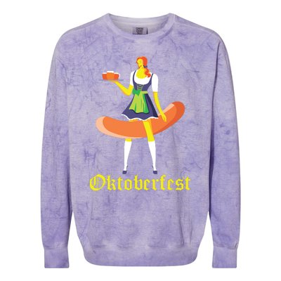 Barmaid Oktoberfest Funny German Woman Dirndl Bratwurst Colorblast Crewneck Sweatshirt