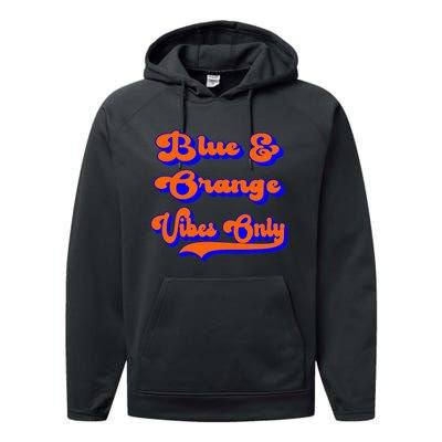 Blue Orange Football Team School Game Day Colors Performance Fleece Hoodie