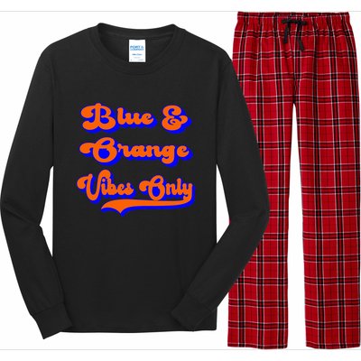 Blue Orange Football Team School Game Day Colors Long Sleeve Pajama Set