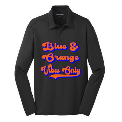 Blue Orange Football Team School Game Day Colors Silk Touch Performance Long Sleeve Polo