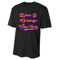 Blue Orange Football Team School Game Day Colors Performance Sprint T-Shirt