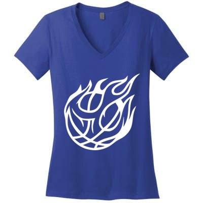 Basketball On Fire Gift Basketball Gift Women's V-Neck T-Shirt
