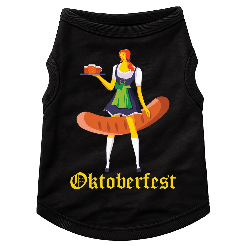 Barmaid Oktoberfest Funny German Woman Dirndl Bratwurst Doggie Tank