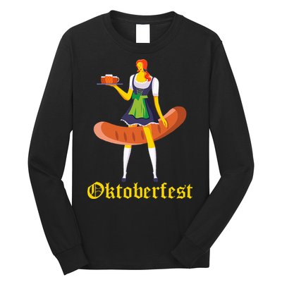 Barmaid Oktoberfest Funny German Woman Dirndl Bratwurst Long Sleeve Shirt