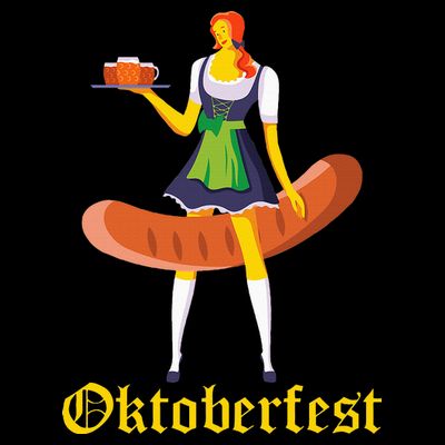 Barmaid Oktoberfest Funny German Woman Dirndl Bratwurst T-Shirt