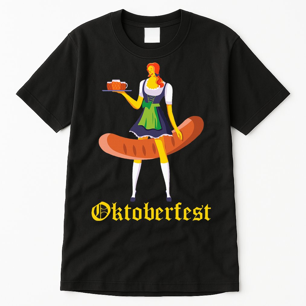 Barmaid Oktoberfest Funny German Woman Dirndl Bratwurst Tall T-Shirt