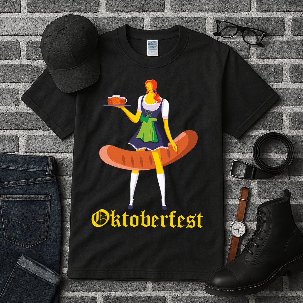 Barmaid Oktoberfest Funny German Woman Dirndl Bratwurst Tall T-Shirt