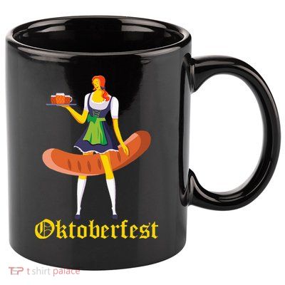 Barmaid Oktoberfest Funny German Woman Dirndl Bratwurst 11oz C Handle Ceramic Mug