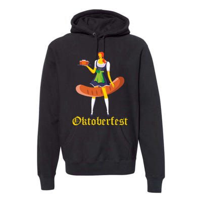 Barmaid Oktoberfest Funny German Woman Dirndl Bratwurst Premium Hoodie