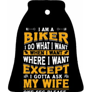 Biker Outfit Funny Motorcycle Quotes Accessories For Men Ceramic Bell Ornament