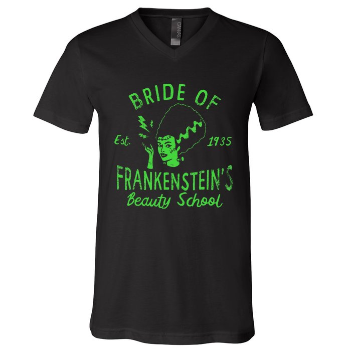 Bride Of Frankensteins Beauty School V-Neck T-Shirt