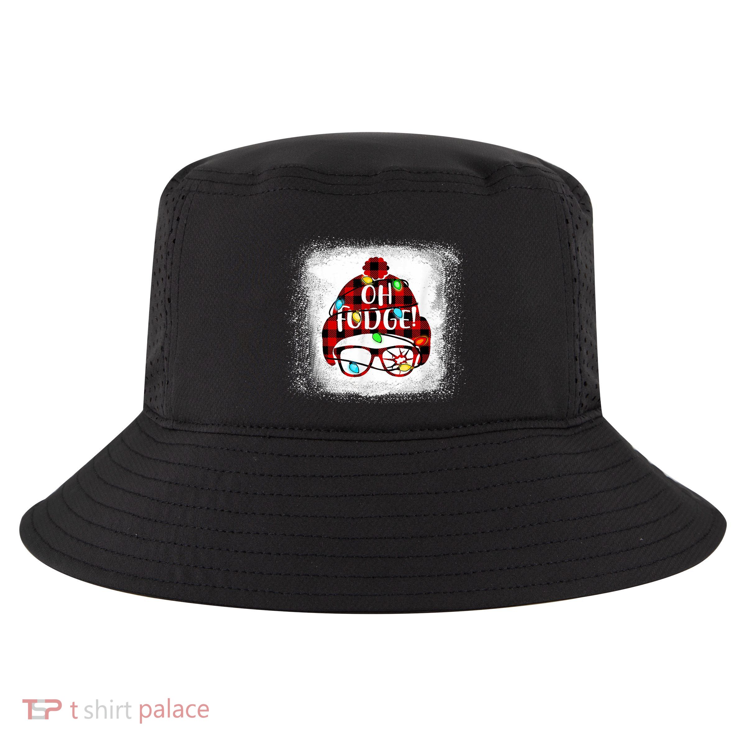Bleached Ohfudge Funny Merry Christmas Red Plaid Cool Comfort Performance Bucket Hat