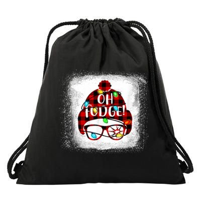 Bleached Ohfudge Funny Merry Christmas Red Plaid Drawstring Bag