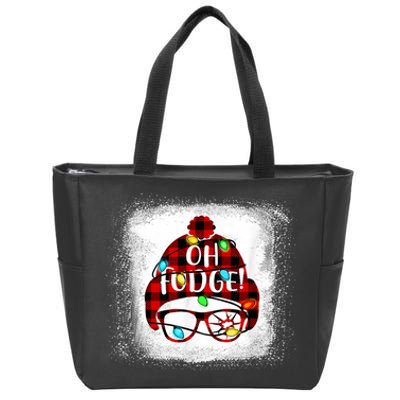 Bleached Ohfudge Funny Merry Christmas Red Plaid Zip Tote Bag