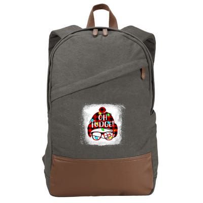 Bleached Ohfudge Funny Merry Christmas Red Plaid Cotton Canvas Backpack