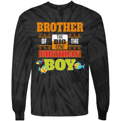 Big One Fishing Theme Brother Of The Birthday Tie-Dye Long Sleeve Shirt