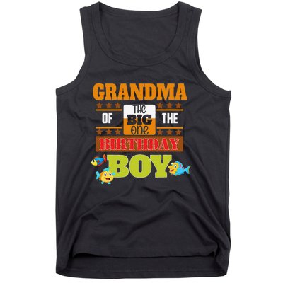 Big One Fishing Theme Grandma Of The Birthday Tank Top