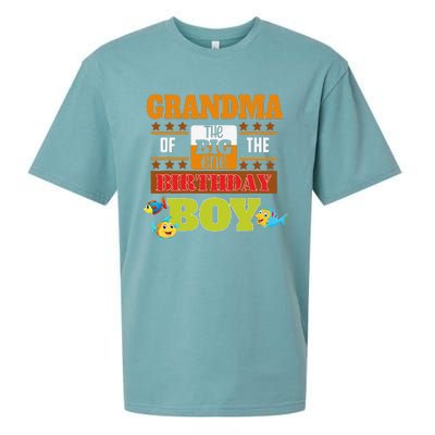 Big One Fishing Theme Grandma Of The Birthday Sueded Cloud Jersey T-Shirt