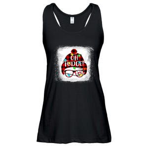 Bleached Ohfudge Funny Merry Christmas Red Plaid Ladies Essential Flowy Tank