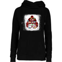 Bleached Ohfudge Funny Merry Christmas Red Plaid Womens Funnel Neck Pullover Hood