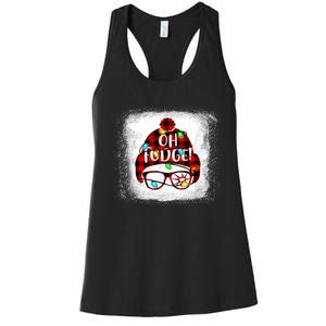 Bleached Ohfudge Funny Merry Christmas Red Plaid Women's Racerback Tank