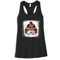 Bleached Ohfudge Funny Merry Christmas Red Plaid Women's Racerback Tank