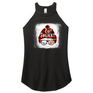 Bleached Ohfudge Funny Merry Christmas Red Plaid Women's Perfect Tri Rocker Tank