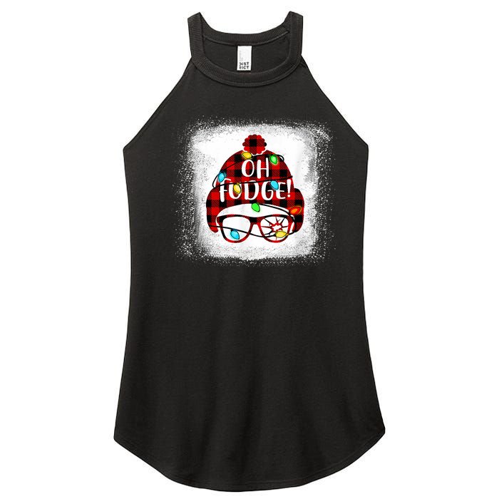 Bleached Ohfudge Funny Merry Christmas Red Plaid Women's Perfect Tri Rocker Tank