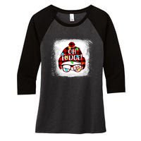 Bleached Ohfudge Funny Merry Christmas Red Plaid Women's Tri-Blend 3/4-Sleeve Raglan Shirt