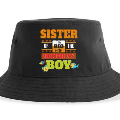 Big One Fishing Theme Sister Of The Birthday Sustainable Bucket Hat