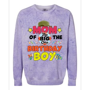 Big One Fishing Theme Mom Of The Birthday Funny Gift Colorblast Crewneck Sweatshirt