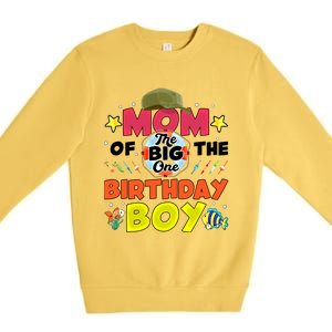 Big One Fishing Theme Mom Of The Birthday Funny Gift Premium Crewneck Sweatshirt