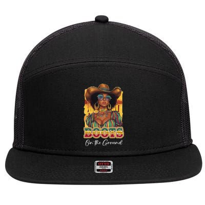 Boots On Ground Juneteenth Cowgirl Linedance Boots Western 7 Panel Mesh Trucker Snapback Hat
