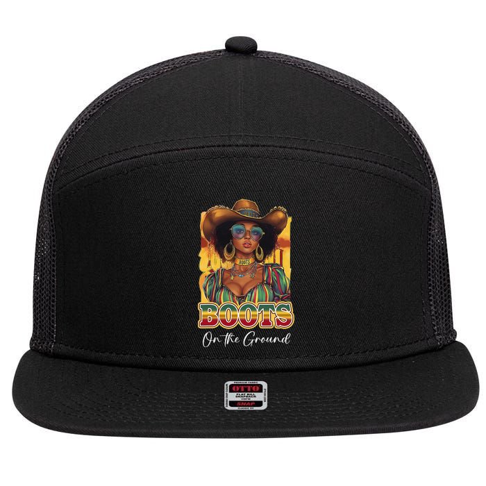 Boots On Ground Juneteenth Cowgirl Linedance Boots Western 7 Panel Mesh Trucker Snapback Hat