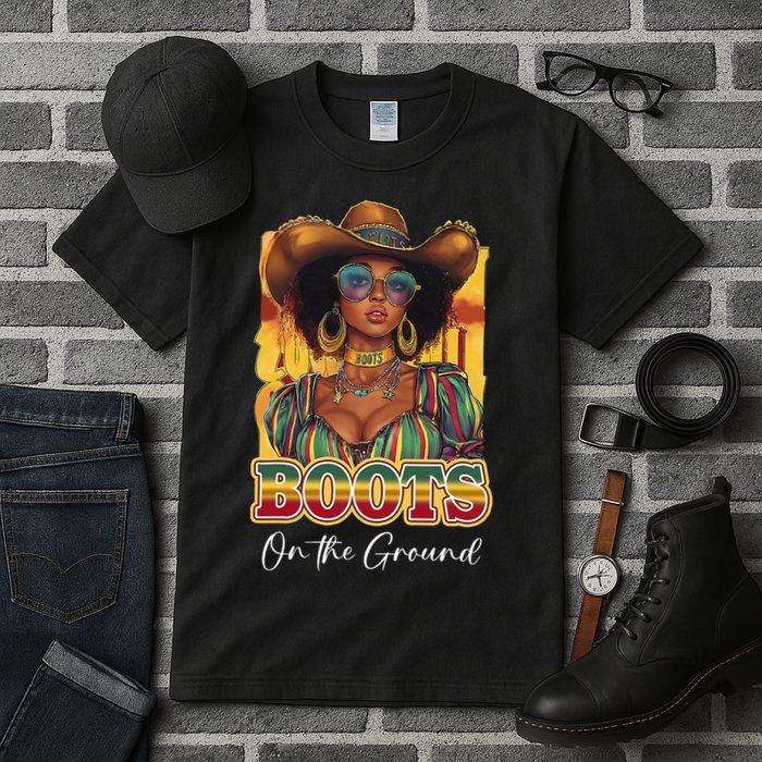 Boots On Ground Juneteenth Cowgirl Linedance Boots Western Tall T-Shirt