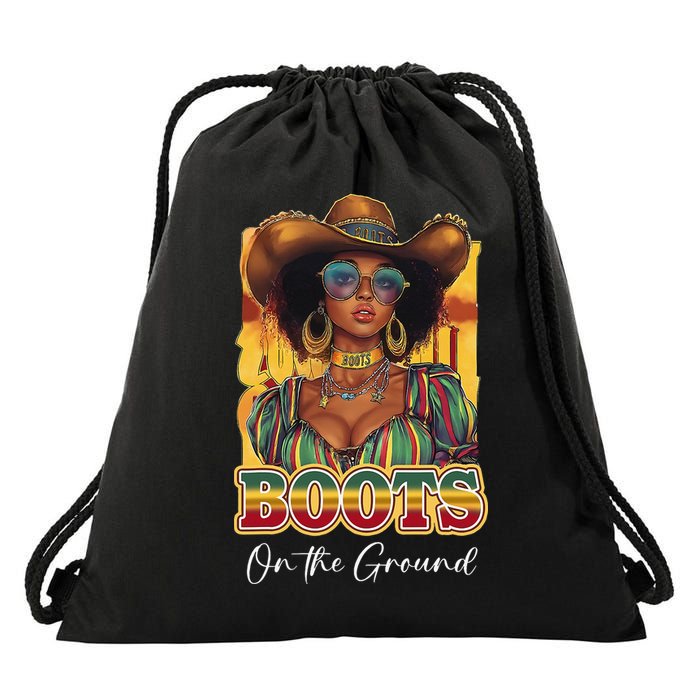 Boots On Ground Juneteenth Cowgirl Linedance Boots Western Drawstring Bag