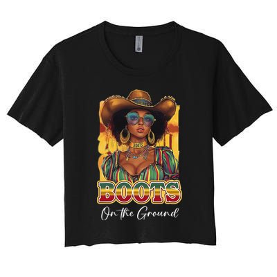 Boots On Ground Juneteenth Cowgirl Linedance Boots Western Women's Crop Top Tee