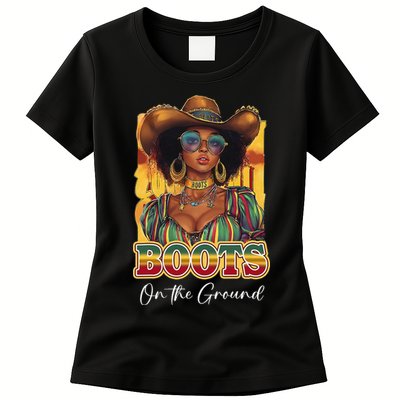 Boots On Ground Juneteenth Cowgirl Linedance Boots Western Womens T-Shirt