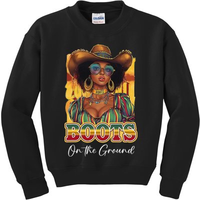 Boots On Ground Juneteenth Cowgirl Linedance Boots Western Kids Sweatshirt
